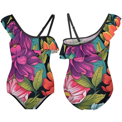 Girls One Piece Swimsuits Hawaiian Ruffle Swimwear Kids Summer Bathing Suit