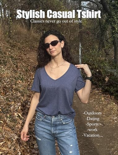 HOTOUCH Womens Summer Tops Roll-up Short Sleeve V Neck Basic T Shirts Workout Soft Fashion Trendy Plain Casual Tees3