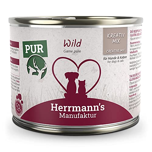 Herrmann's - Kreativ-Mix Wild | Reinfleisch - 12 x 200g - Nassfutter - Für Hund & Katze