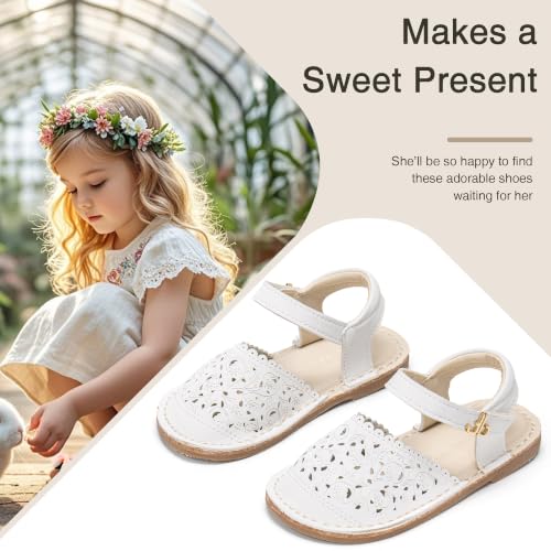 Image of THEE BRON Toddler Floral Cutout Closed Toe Sandals for Girls Breathable Summer Shoes
