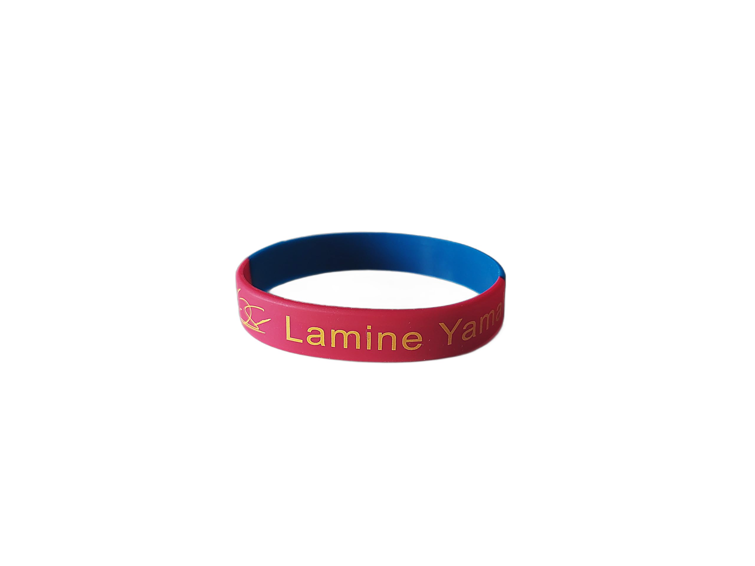 Pulseras personalizadas de futbolistas (Lamine Yamal y Pedri), colores del club, firma y número de sus camisetas.