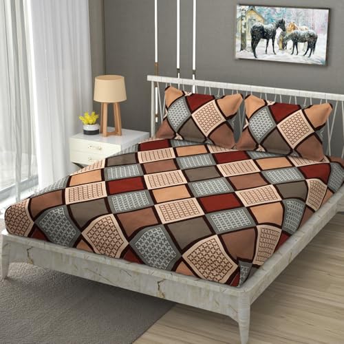 Image of Premium Heavy Cotton Flat Bedsheets with 2 King Size Pillow Covers | Double Bed 350 TC | 90 x 100 Inch King Size Flat | - Multi Box