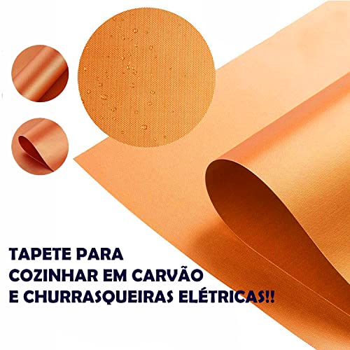 Tapete de Teflon Reutilizável Para Churrasqueira BARBECUE GRILL MAT 2 Unidades Marrom Manta Para Gre