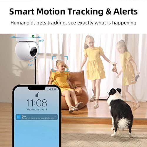 2K Security Camera Indoor, Aosu Baby Monitor Pet Camera 360-Degree For Home Security, Wifi Ip Cam With 5/2.4 Ghz Wi-Fi, One-Touch Calls, Smart Motion Tracking, Ir Night Vision, Works With Alexa (2 Packs) #TOP3