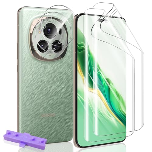 Yiunssy Schutzfolie für Honor Magic 6 Pro für panzerglas Weich TPU Flexible Displayschutz 2 Stück Kamera 2 Stück Blasenfreie Anti- Kratzer Fingerabdruck-ID Unterstützen