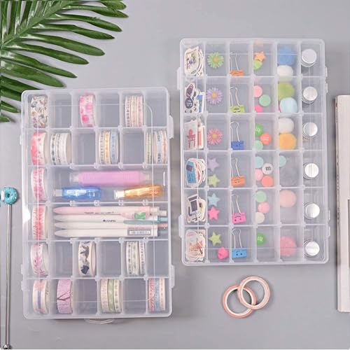 Image of YAYODS 6 Pack 36 Grids Clear Plastic Organizer Box with Adjustable Dividers, Bead Storage Organizer Containers Compartment Clear Tackle Box for Art DIY, Crafts, Jewelry, Sewing, Small Items