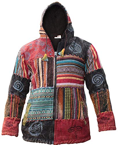 Shopoholic Fashion Unisex Patchwork Festival Hippie Hoodie Jacket [L] #TOP1