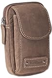 Naturbelassenes Büffelleder Woodland® Gürteltasche mit Smartphonefach aus naturbelassenem Büffelleder in Dunkelbraun/Taupe