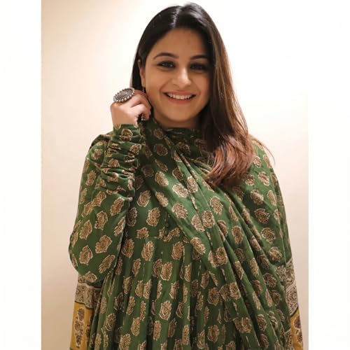 Image of Klosia Women Printed Anarkali Kurta and Pant Set with Dupatta | Printed Kurta Set | Viscose Kurta Set | Women Kurta Set | Summer Suit Set |