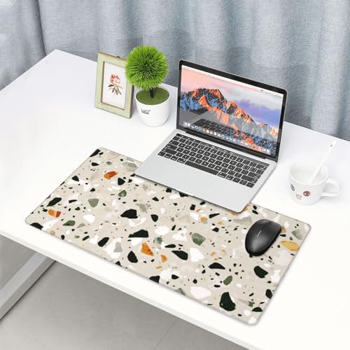 Tapis de souris grand format Terrazzo, tapis de bureau en caoutchouc durable