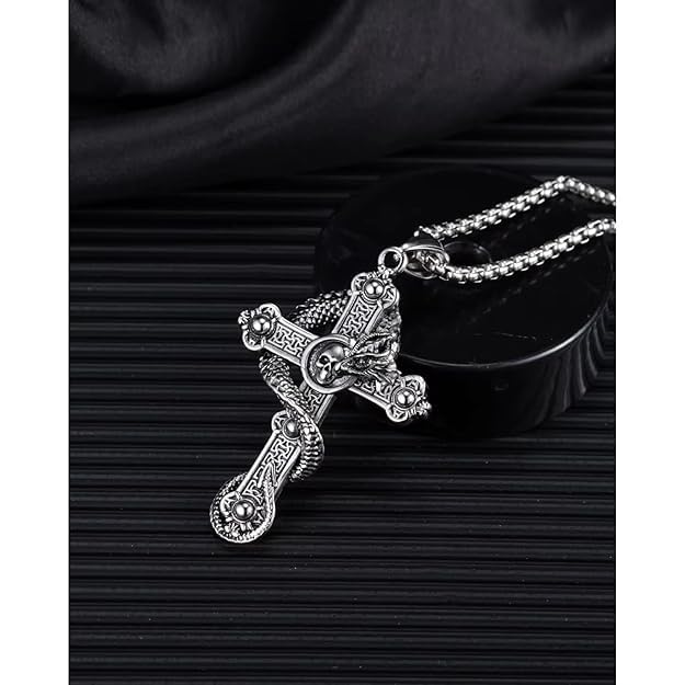 Image of THE MEN THING Combo Cobra Cross Pendant x Twisted Texture Bangle Bracelet| Bold Style Set for Men