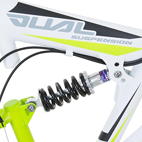 Galano Volt DS Mountainbike für Mädchen und Jungen ab 160 cm, Jugendfahrrad Unisex mit 21 Gangschaltung und Scheibenbremsen, Fahrrad MTB Fully Schutzblech (weiß/grün) – Bild 7