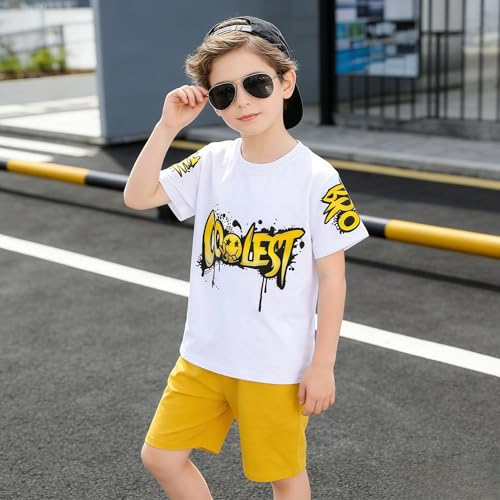Image of Yoxindax Boys Clothes 2-Piece Casual Street Style Turn-Down Collar Half Zip Kids 4-12 Years Teen Boys Summer Outfits