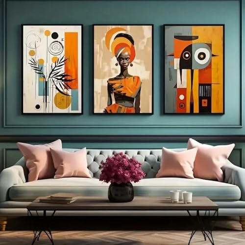 Affiches ethniques abstraites TONGYINLI art mural afro bohème lot de 3 toiles 60x90cm sans cadre