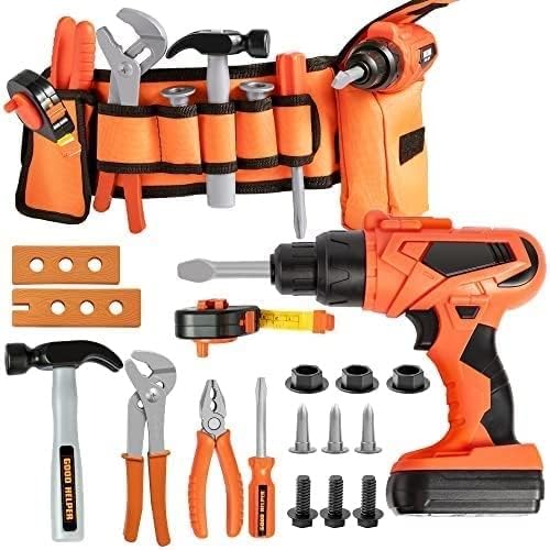 JOYIN 19Pcs Kids Tool Set, Pretend Play Toddler Power Toy Tool with Construction