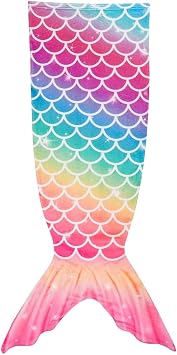 Riven Mermaid Tail Blanket Plush Mermaid Wearable for Girls Teens Rainbow 142cm x 52cm Soft Flannel Fleece Snuggle Blanket