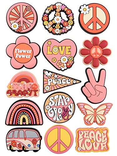 Peace Croc Charms Love Flower Butterfly Shoe Decoration for Women Girls Wristband Sandals Clog Accessories Party Favors