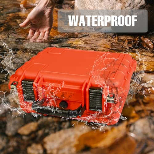 Image of Jack Boss 14x 11.5x 6.5 Inch Hard Case, Portable Weather Waterproof Protective Camera Case with Customizable Foam, Fit Use of Drones, Camera, Equipments, Orange
