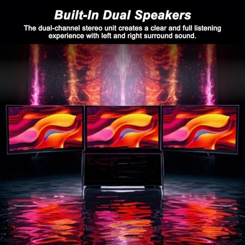 Image of 100% sRGB 1080P IPS Laptop Screen Extender Triple Monitor, 15.6 inch Foldable Portable Display for Laptop, Height Adjustable
