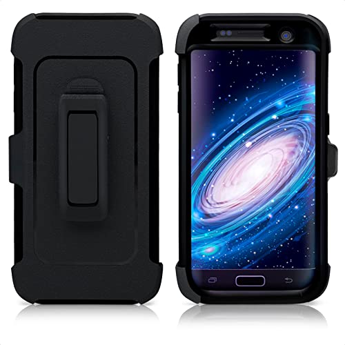 Case Black - Rugged Shockproof Cover with Belt Clip 2-in-1 Phone Case with Screen Protector - Armor Protective Cell Phone Holder