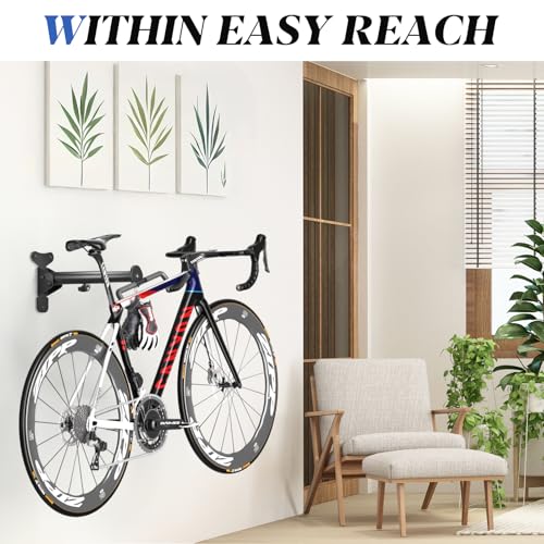 WELDUN Fahrrad Wandhalterung Klappbar, Metall Fahrradhalterung Wand 30kg Tragfähigkeit, Fahrrad Wandhalter rechts oder links drehbar, Fahrradaufbewahrung mit Haken für Garage