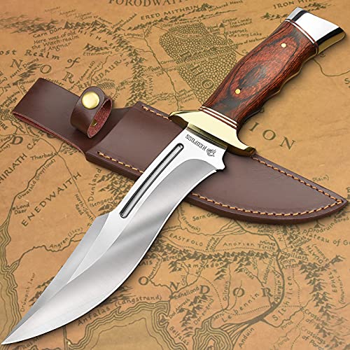 NedFoss Fixed Blade Knife with leather sheath ,Survival Camping Knife Full Tang Blade, Outdoor Duty Hunting Knife with 440 Stainless-Steel Blade and Clip, 12.5 inch bushcraft knife for Hiking