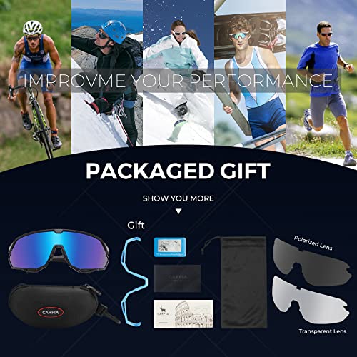 Carfia Polarized Cycling Glasses Sport Sunglasses For Men 100% Uv Blocking Mountain Bike Goggles #TOP6