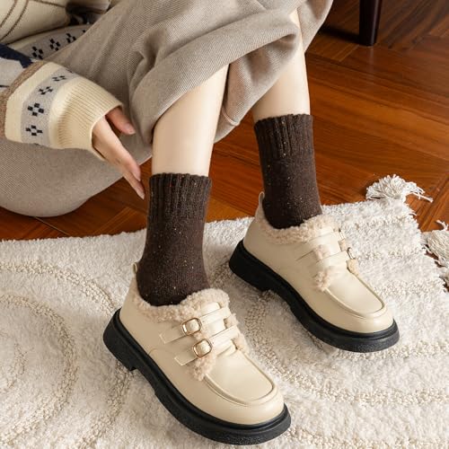 Image of Pleneal Wool Socks for Women - Womens Wool Socks Winter Warm Cozy Knit Sock for Women Men
