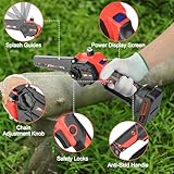 Hanviter 6 Inch Cordless Mini Chainsaw - Electric Chainsaw with Automatic Lubrication System and Security Lock and 2 Batteries & 2 Chains, Chain Saw Suit for Garden Courtyard Tree Branch Wood Cutting - Image 6