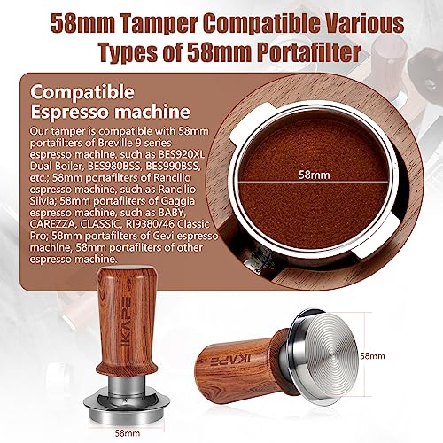 Ikape 58.35Mm Espresso Coffee Tamper, Spring-Loaded Calibrated Tamper With Premium Stainless Steel,Walnut Wooden-Handle Tamper Compatiable With Over 58Mm Espresso Machine Bottomless Portafilter #TOP3