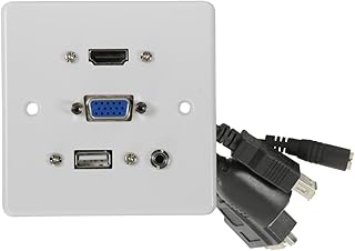 AV Link Placa de Pared HDMI+VGA+3.5mm+USB, Color Blanco