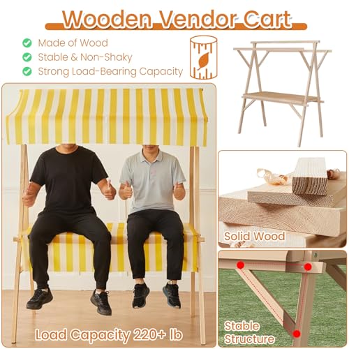 Carrito de comida con ruedas y expositor de madera exterior 4