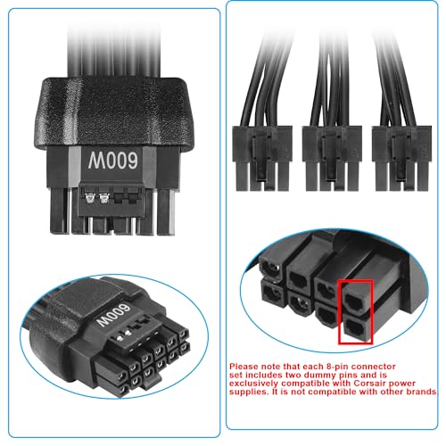 Câble 12V HPWR 16 broches mâle stable 3x EPS 8 broches pour PC de jeu - 3