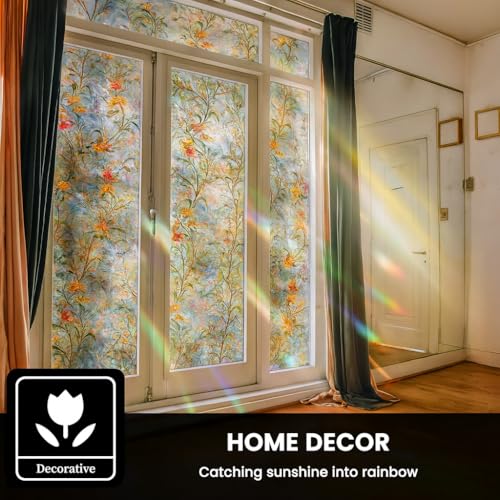 Película de ventana con diseño floral, 17.7 x 39.3 pulgadas miniatura 6