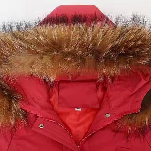 Girls Parka Jacket with Fur Hood, Long Hooded Puffer Coat Winter Warm Padded Windbreaker Overcoat 8-14 Years2