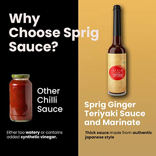 Image of Sprig Ginger Teriyaki Sauce and Marinade 120g | Expensive But Authentic | From Fresh Ginger | Use as Teriyaki Dipping sauce, Marinade & Salad Dressing | Make Stir-fry bowls and Fried Rice (Pack of 2)