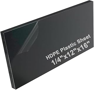 High-Density Polyethylene (HDPE) Plastic Sheet 1/4" Thick 12" X 16"- Black HDPE Sheet,for Machining, Home Improvements, DIY Projects, Engineering,High-Density Polyethylene Plastic Block (Pack of 1)
