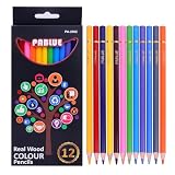 PABLUE Professional Colored Pencils, Soft Core Pre-Sharpened, 12 Colors