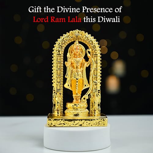 Image of HindCraft Ram Lalla Ayodhya Idol Statue - Metal Shree Ram Lalla Murti Home Decor, Office, Pooja, Temple, Housewarming Gift - Decorative Ram Idol for Living Room, Gift Item