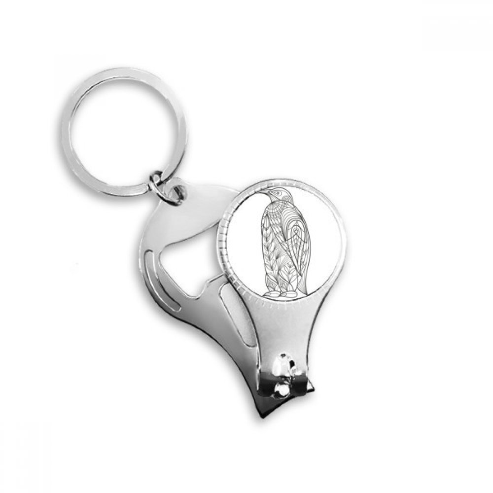 Porte-clés coupe-ongles multi-fonction avec décapsuleur oiseau peinture froide
