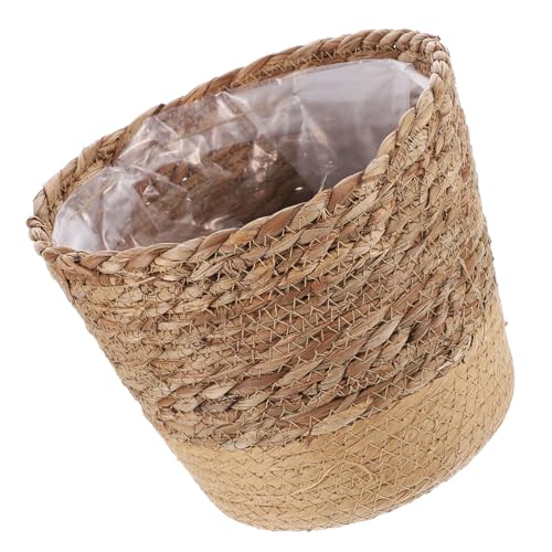 Toyvian Panier à Plantes Jonc De Mer Tressé Main Panier De Rangement Style Champêtre Jardinière Décorative pour Fleurs Et Objets