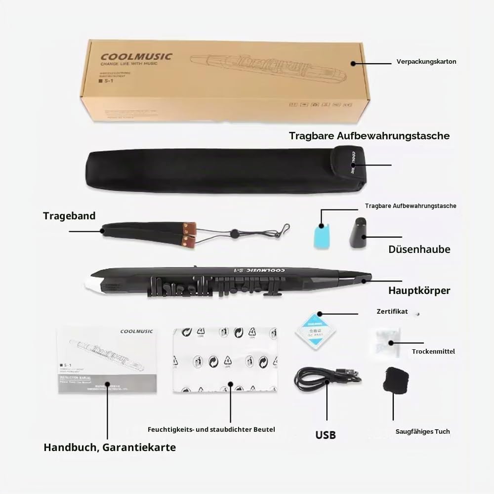 Coolmusic Mini-Saxophon-Instrument, digitales Saxophon-Blasinstrument mit 3 Blasempfindlichkeiten, Aerophon, digitales Blasinstrument