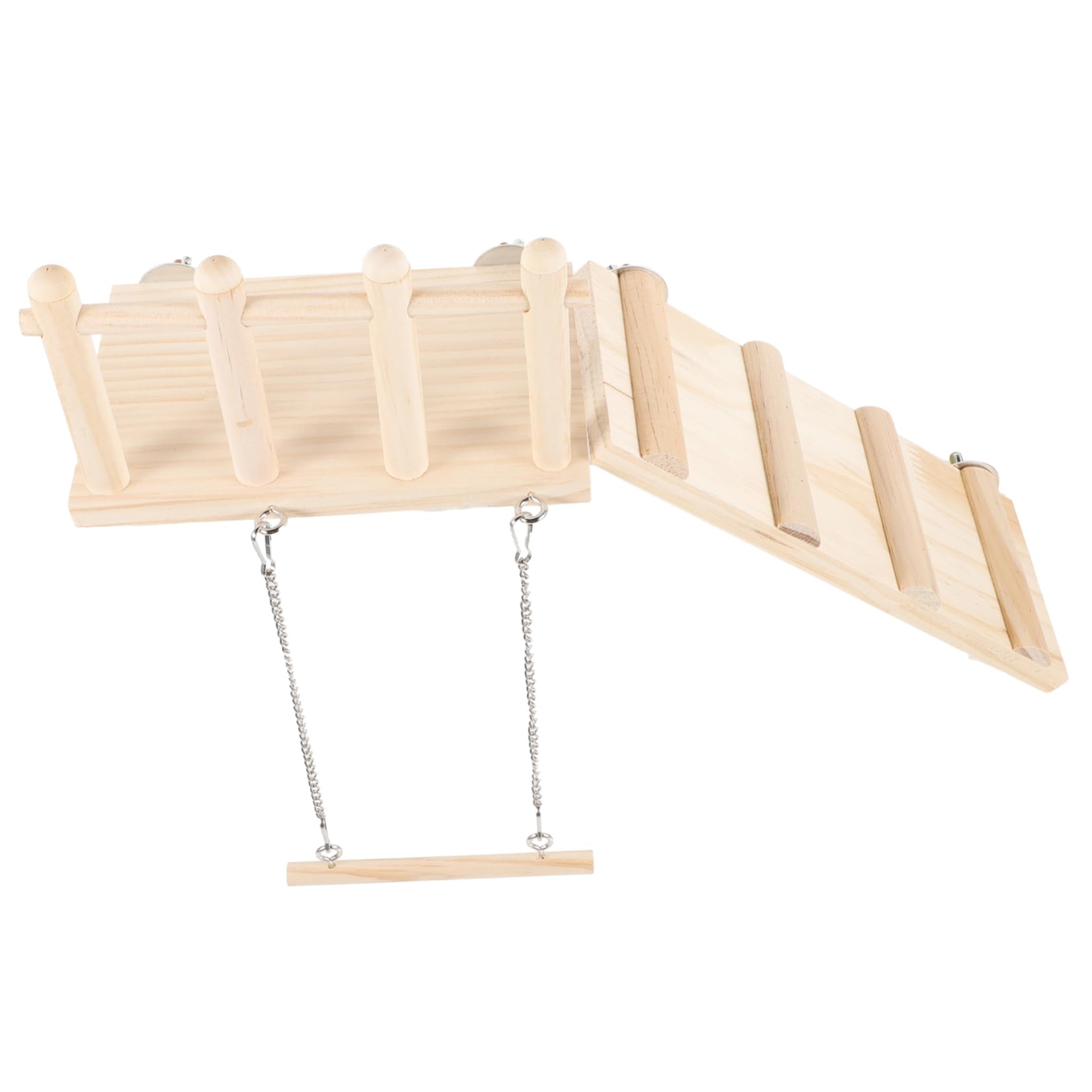 Toddmomy Parrot Swing Playground with Climbing Ladder Durable Wooden Bird for Exercise and Coordination for Parakeets Cockatiels and Other Pet Birds