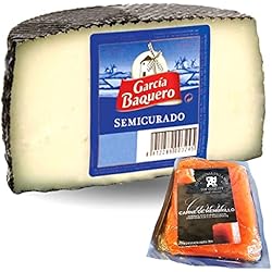 Queso García Baquero Semicurado Mezcla - Medio Queso Semicurado Peso Aproximado 1600 gramos - Queso Semicurado con Membrillo TDW (Medio Queso con Membrillo)