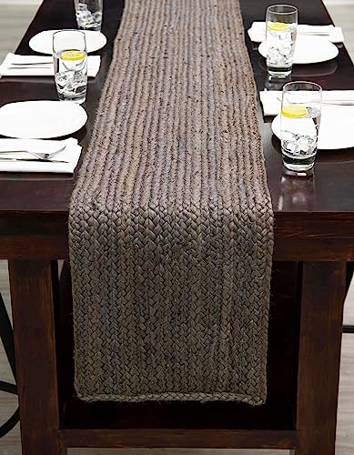 Image of Unique Loom Braided Jute Collection Area Rug - Dhaka (1' 2 inch x 10' Table Runner, Gray)