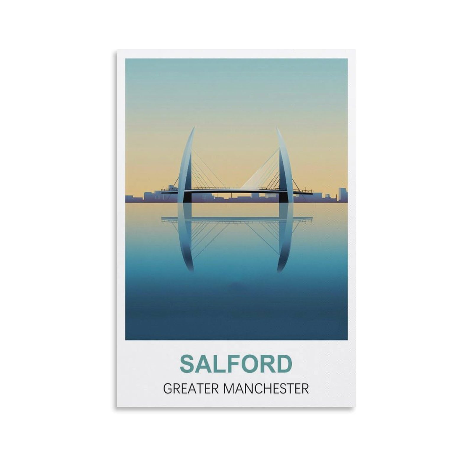 JYICUNCHO Salford Greater Manchester Vintage Travel Poster 12x18inch(30x45cm) Canvas Prints Wall Art Paintings Pictures for Living Room Bedroom Wall Decor