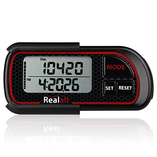Realalt 3D Pedometer with Clip and Strap P08R| Best Pedometer for Walking with 30-Days Memory. Accurately Track Steps, Calories, Distance Miles/Km & Daily Target Monitor for Men & Women