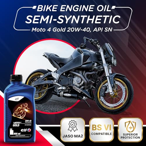 Image of ELF - Moto 4 Gold 20W-40 Semi-Synthetic Engine Oil for Bike | Anti-Clutch Slippage formula- 0.9L
