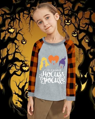 CM-Kid Toddler Boy Girl Halloween Shirt Pumpkin Ghost Boo Raglan Orange Buffalo Plaid Long Sleeve Tshirt Tops3
