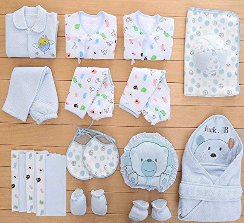 DOTMOM-Newborn-Clothes-100-Cotton-Gift-Set-for-Baby-Shower-Blue-Pack-of-23